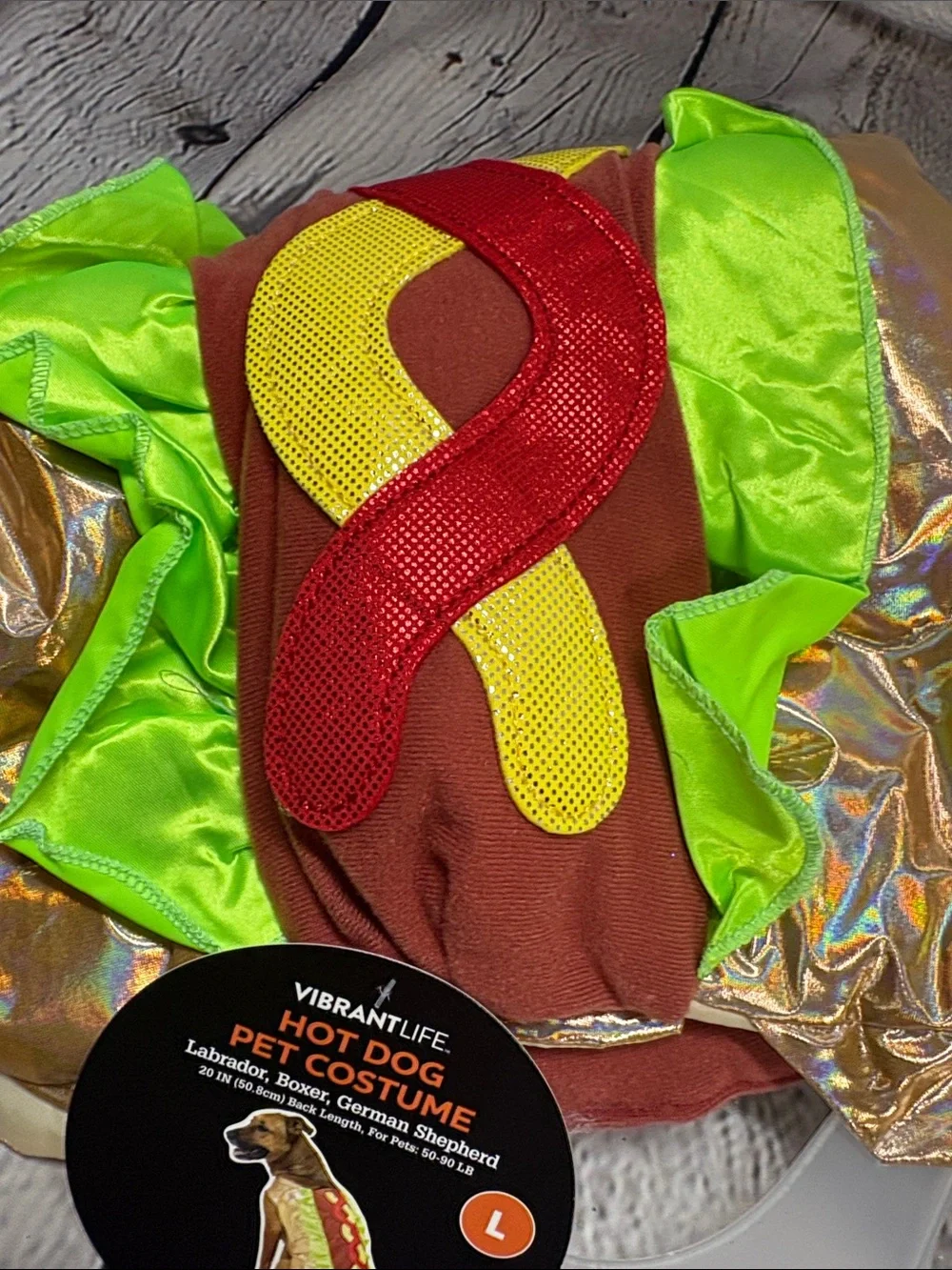 Vibrant Hot Dog Pet Costume in Green & Red